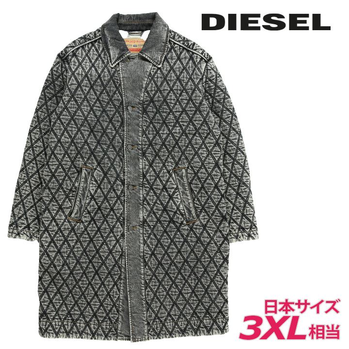 キルティングデニムコート メンズ D-ROKU-LONG-FS3 ヴィンテージウォッシュ加工 オーバーサイズ die-m-o-f8-423