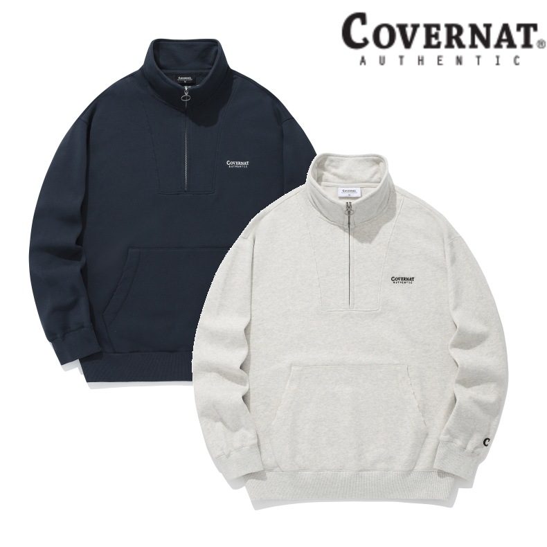 DAMAGED HALF ZIP-UP SWEATSHIRT 2色 新商品 韓国の人気 韓国ファッション マンツーマン 男女共用 カップルアイテム ストリートファッション 女性服 韓国スタイル 学生フ