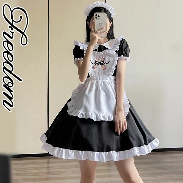 メイド コスプレ コスチューム 衣装 エプロン メイド服 メイドカフェ アキバ ゴスロリ ロリータ アイドル 萌え ステージ 制服 ハロウィーン インスタ 撮影 フォーク＆スプーンの可愛いエプロン！