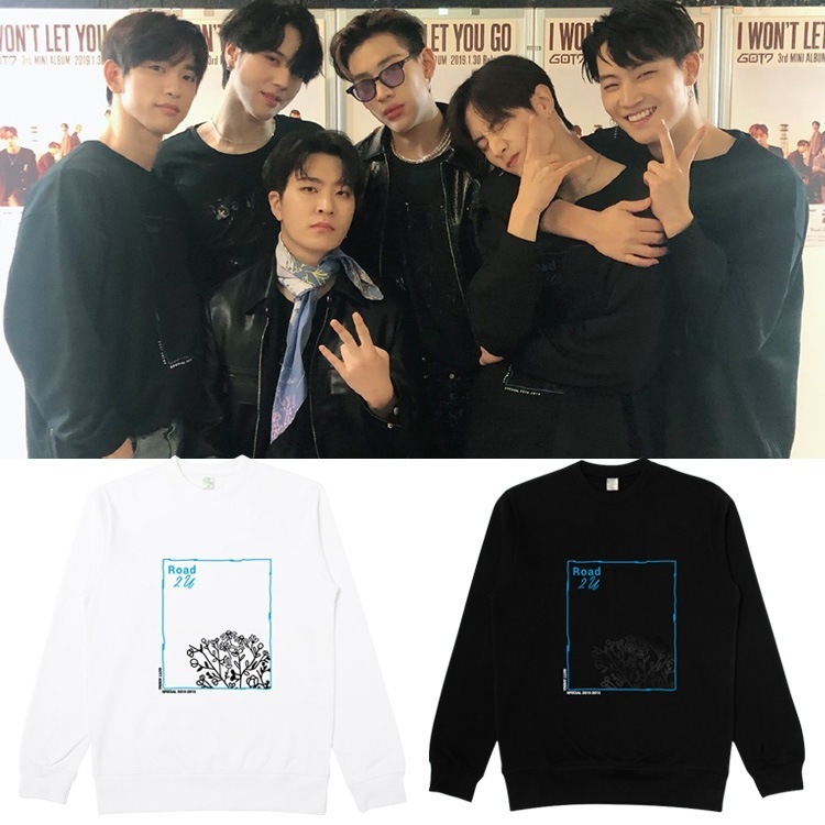 Got7road 2 U-day ツアーコンサートプリントラウンドネックセーターとベルベットルーズトップ