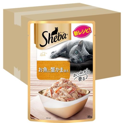 シーバ (Sheba) リッチ 成猫用 ごちそうフレーク お魚に蟹かま添え 35g×96個 (ケース販売) キャットフード