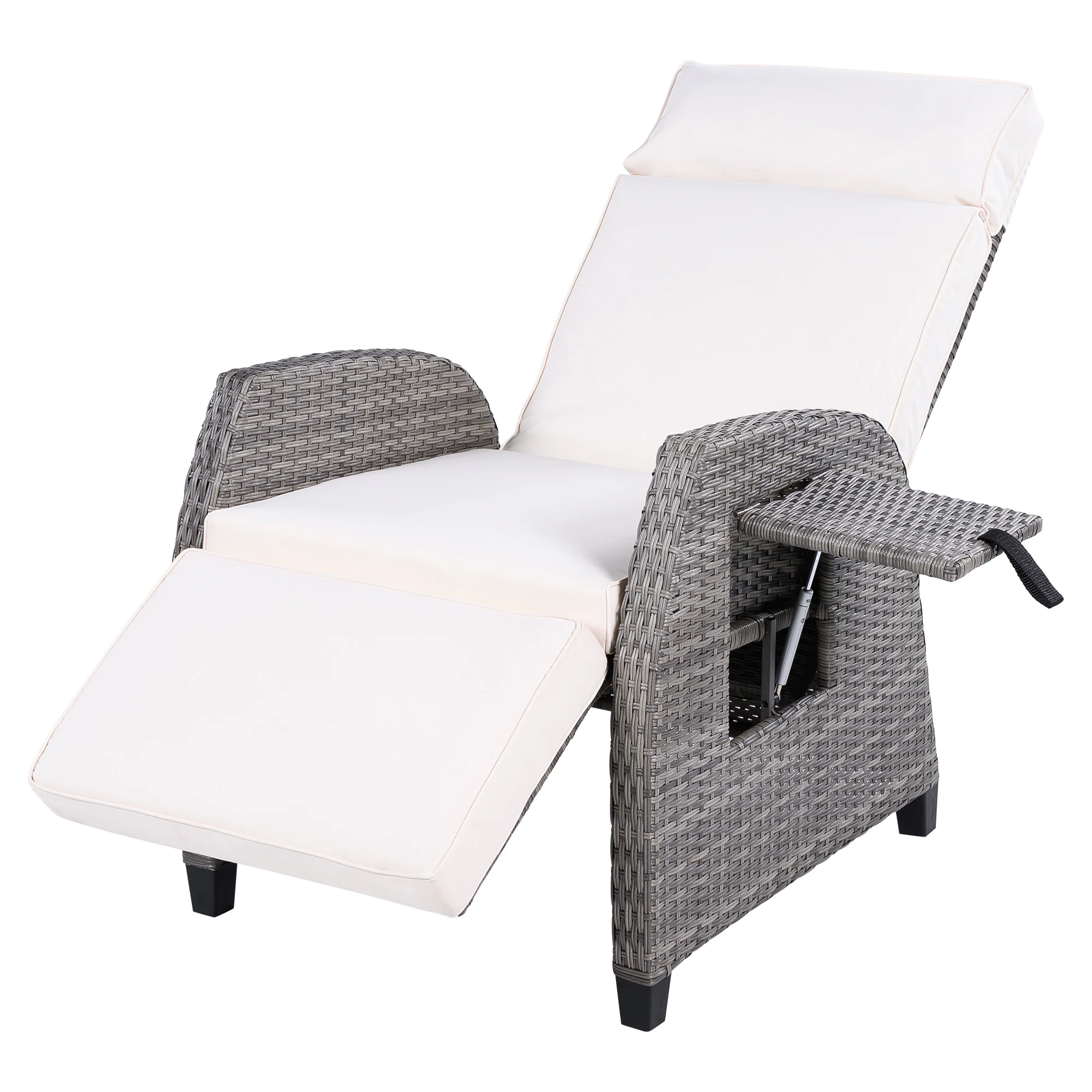 【国内出荷】ラタンベッド サマーベッド ビーチベッド 135度最大リクライニング ガーデンベッド チェア リクライニング デッキチェア 折り畳み プール ガーデンチェア 屋外 ラタン調 ガーデンファニ