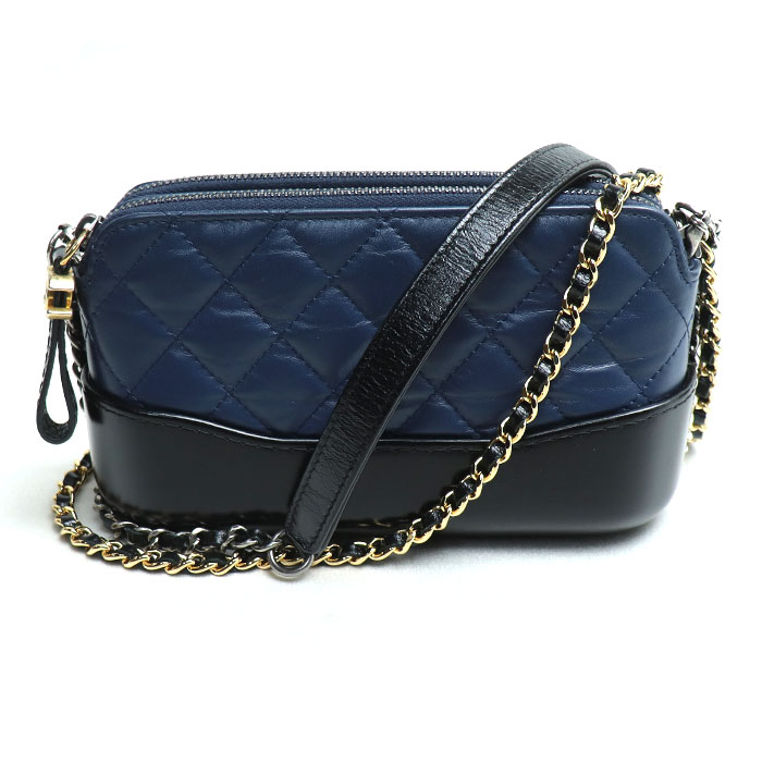 CHANEL シャネル ガブリエル チェーンクラッチ ショルダーバッグ ネイビー ブラック A94505 レディース 中古