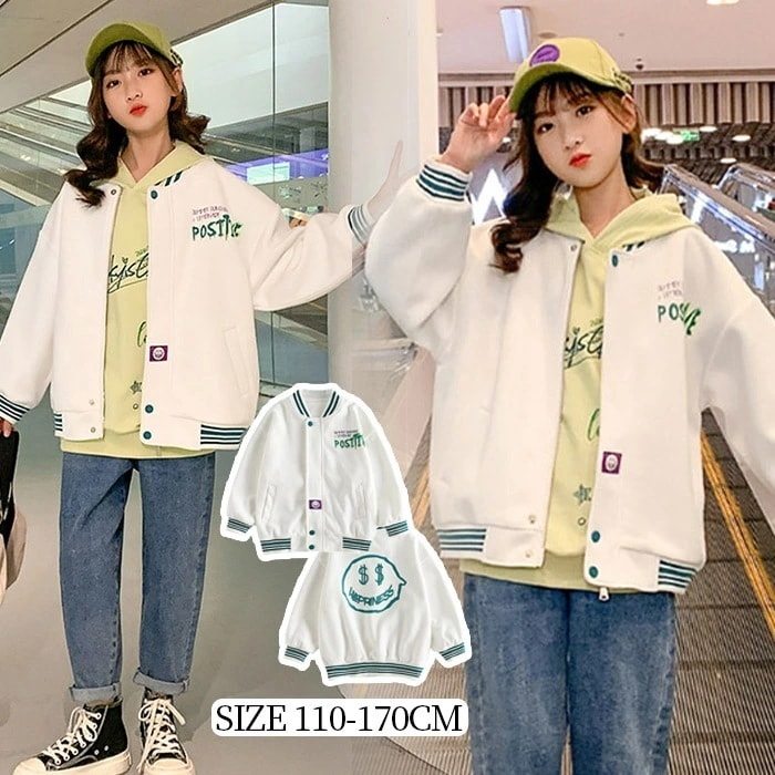 新商品 激安販売 スタジャン 女子 キッズ 子供 フライトジャケット ジャケット ジャンパー アウター 子供コート コート ジュニア ミリタリー 春物コーデ 春 秋 冬 前開き 韓国 通園 通学 かわ