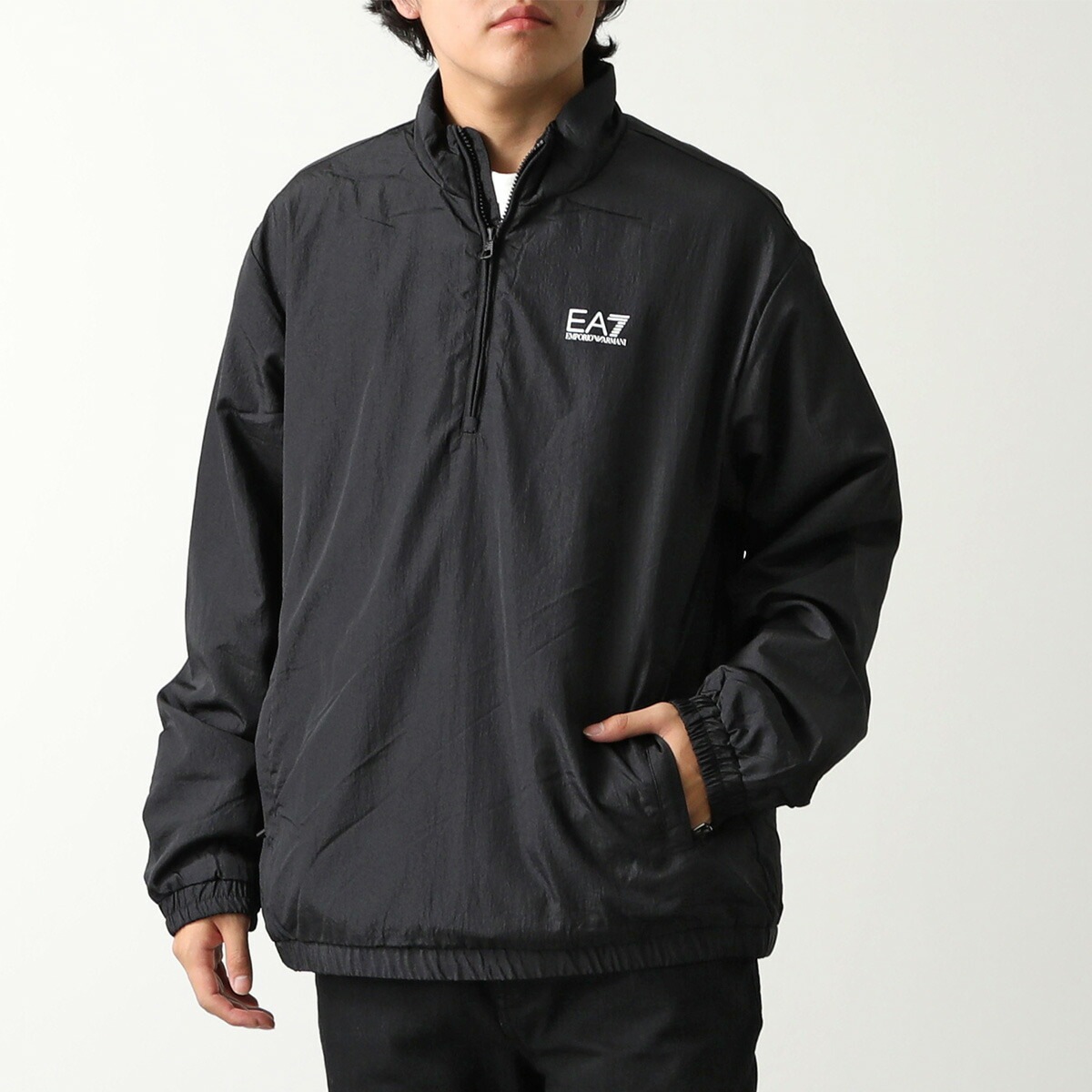 EA7 EMPORIO ARMANI エアセッテ エンポリオアルマーニ プルオーバー 6DPB53 PNHWZ メンズ ナイロン ハーフジップ ブルゾン ロゴ 1200/BLACK