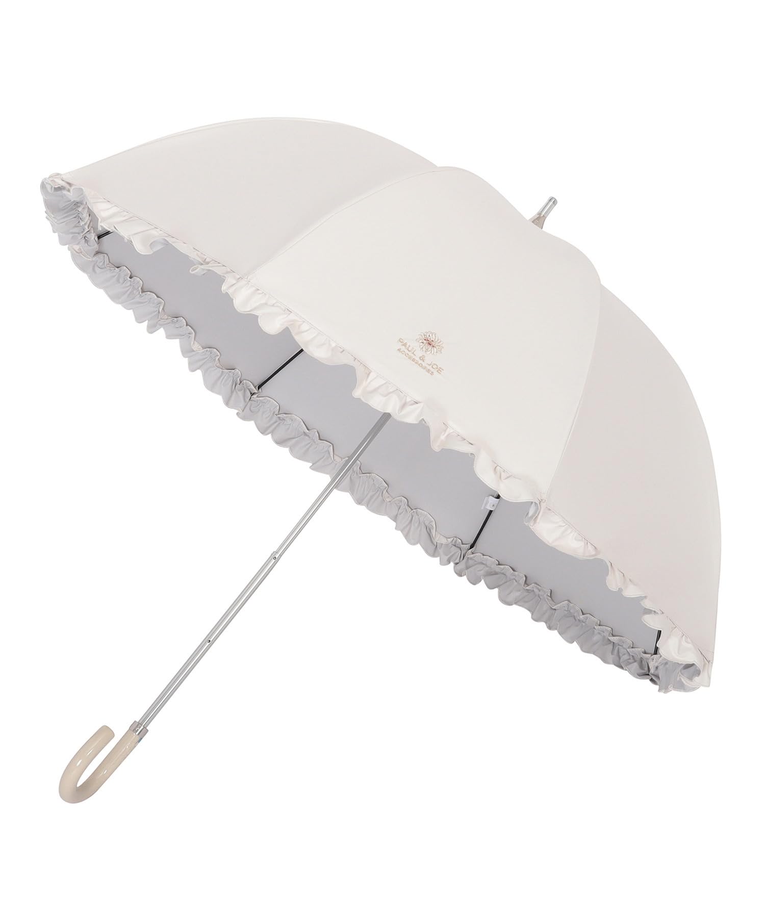 ムーンバット 【ポールアンドジョー】 日傘 長傘 レディース 晴雨兼用 一級遮光 遮熱 UV スカラフリル 22-113-12134-06 オフホワイト