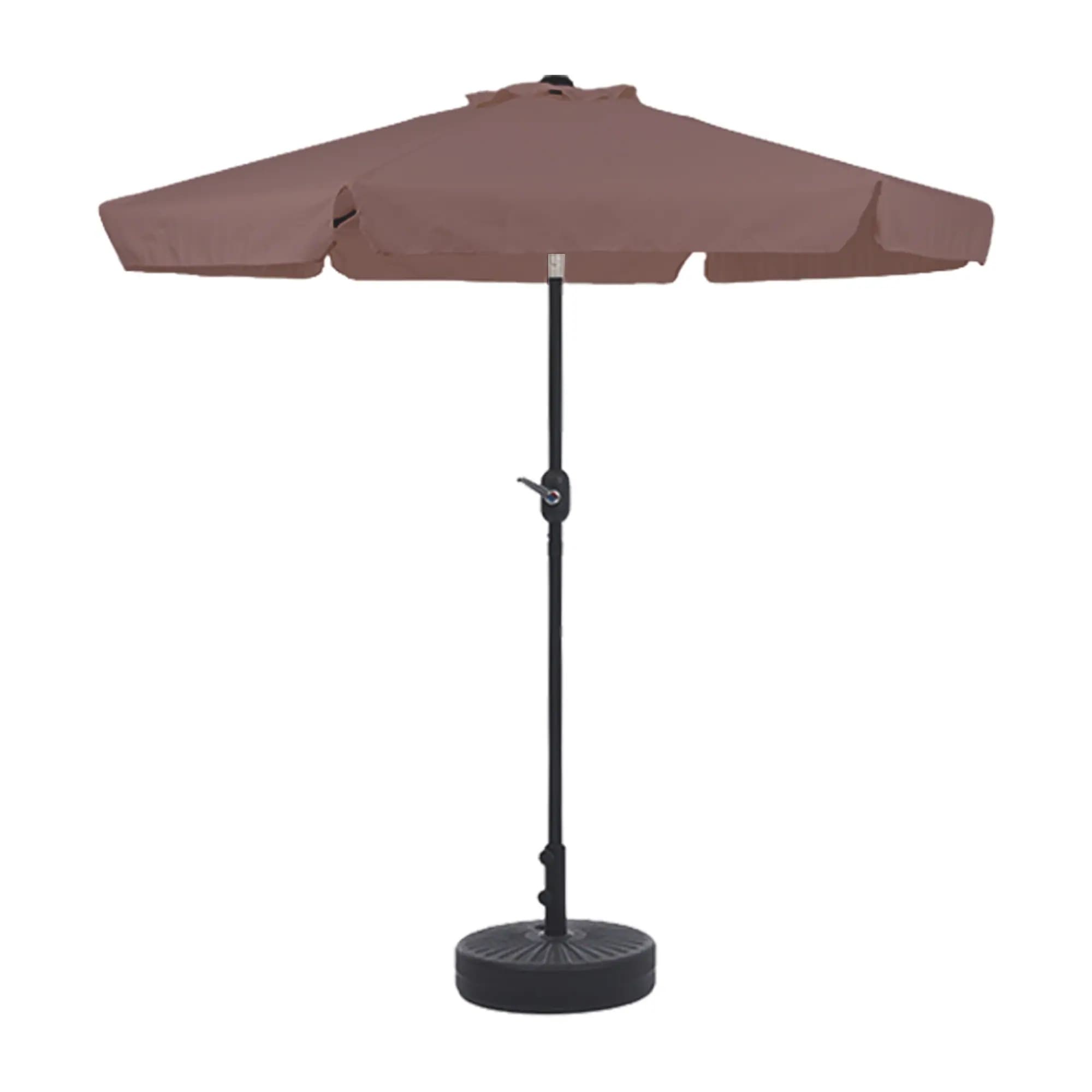 1888【TYPEBブラウン+ベース付き】パラソル ハンドル・フリル付き　直径220cm 30+UPF紫外線対策 角度調整 パラソルセット ベース パラソル ガーデンパラソル 7,739円