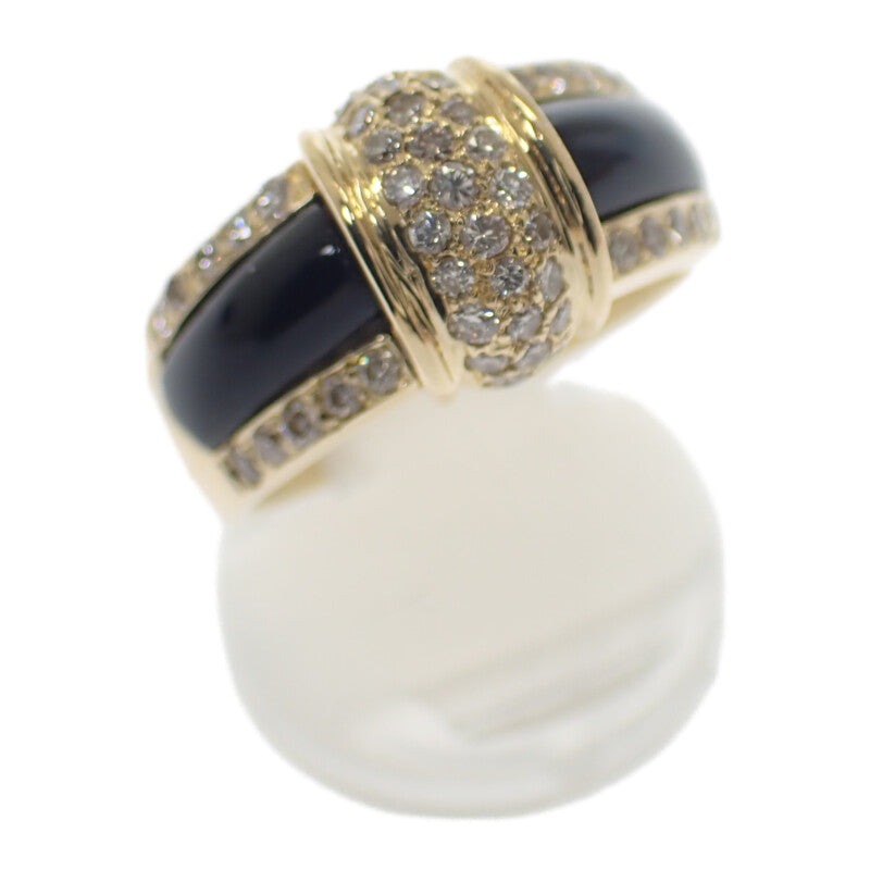【no brand】デザイン ジュエリー リング K18イエローゴールド オニキス ブラック 15号 ダイヤモンド レディース