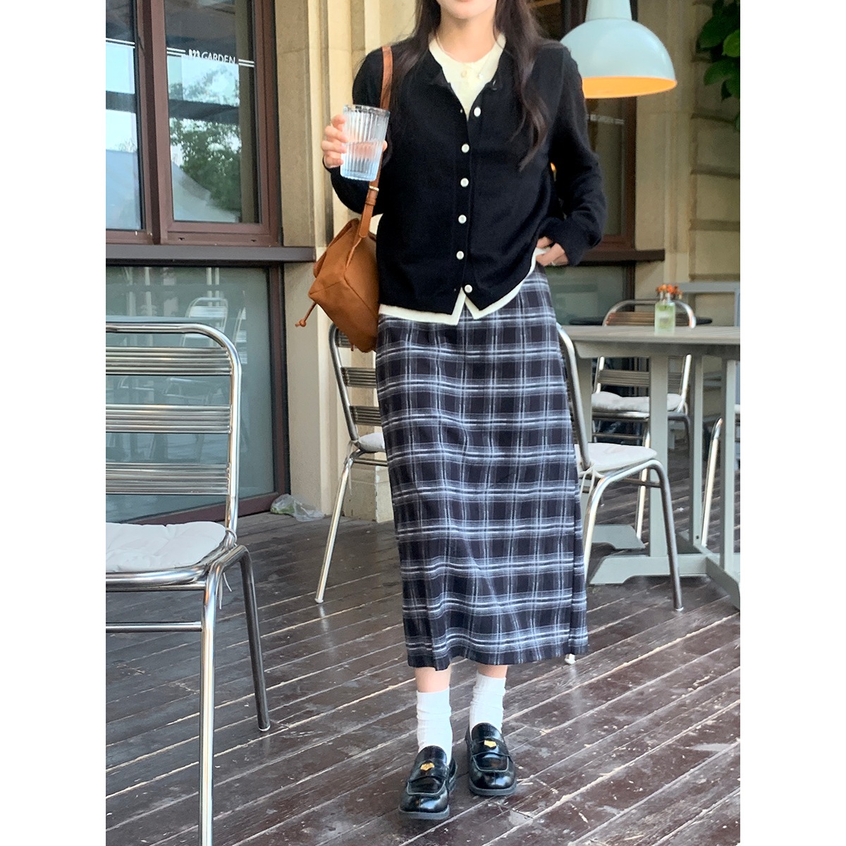 フェイクツーピースニットカーディガン2024秋韓国風優しくシックなレディーストップス