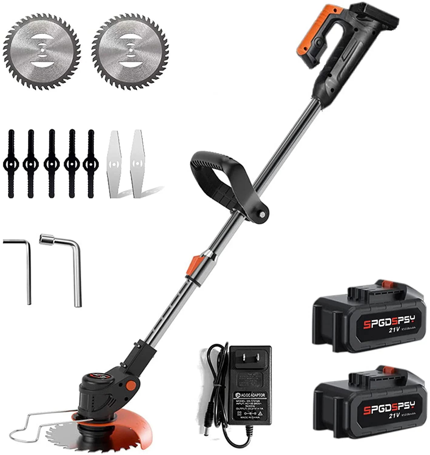 最新型 電動草刈り機 充電式 21V 1800W 草刈機電動コードレス軽量金属鋸刃とナイロンカッター