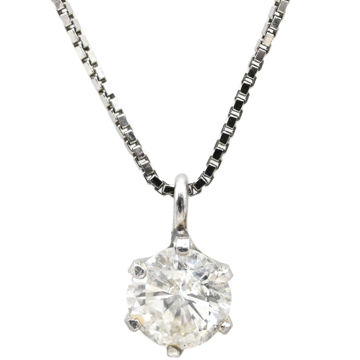 ネックレス ダイヤペンダント プラチナシルバー 1P 1粒 【中古】