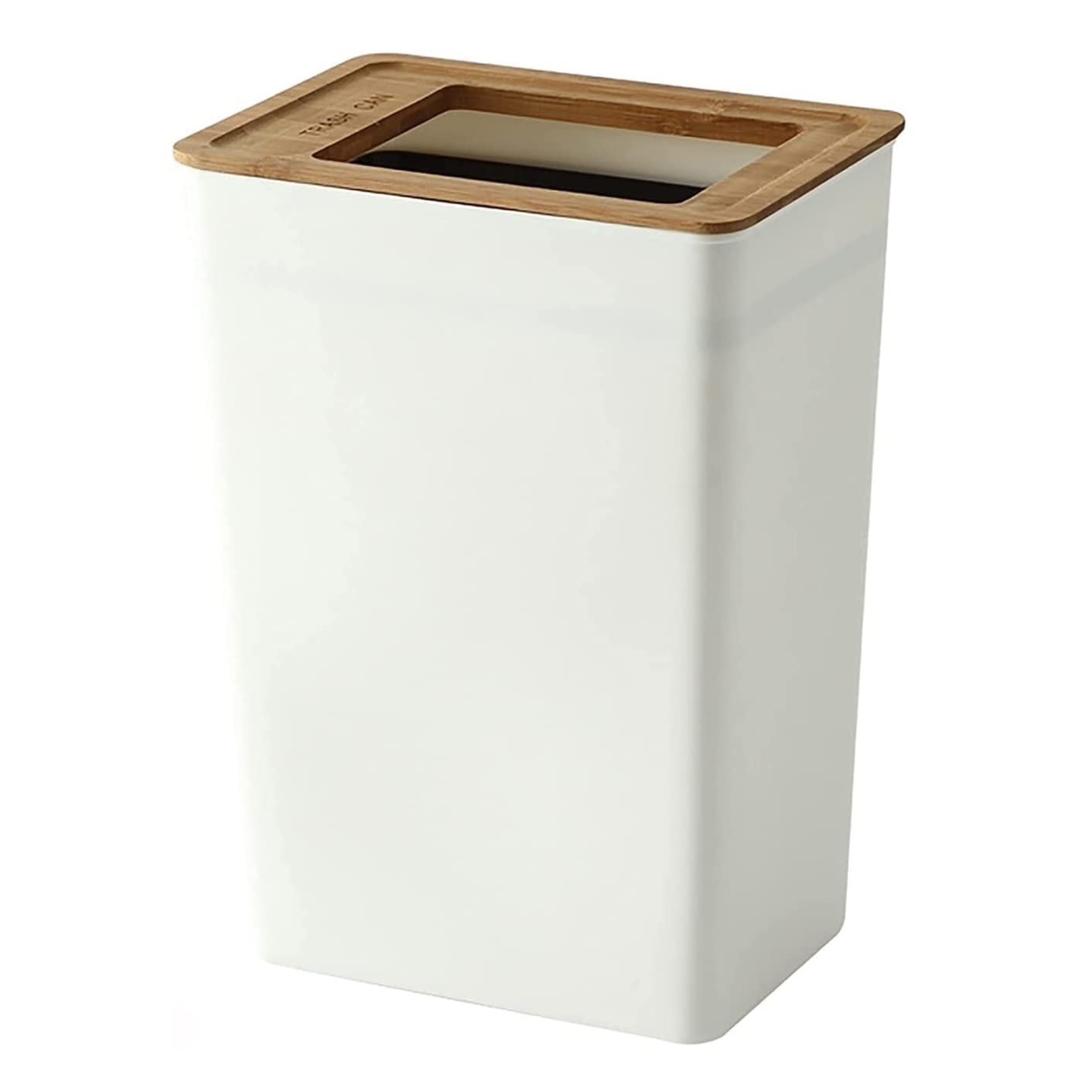 ゴミ箱塵箱 ごみ箱垃圾桶 木製の蓋のゴミ箱プラスチック製のゴミ箱家庭用浴室リビングルームのゴミ箱蓋付き キッチンゴミ箱 寝室 オフィス デスク下 (Color : White Size : 23*1