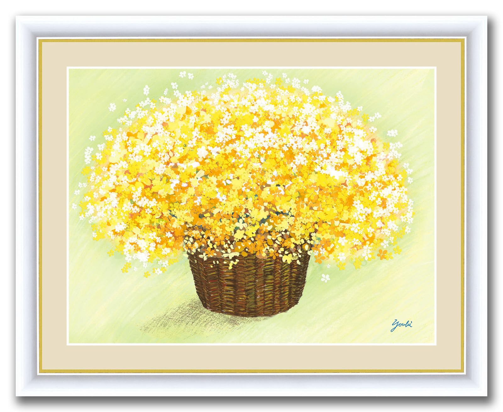 イエローブーケ 額 花 黄色 風水 金運 インテリア アート 壁飾り 壁掛け 名画 絵画 癒し 安らぎ 素敵 幸せ F4 CM613