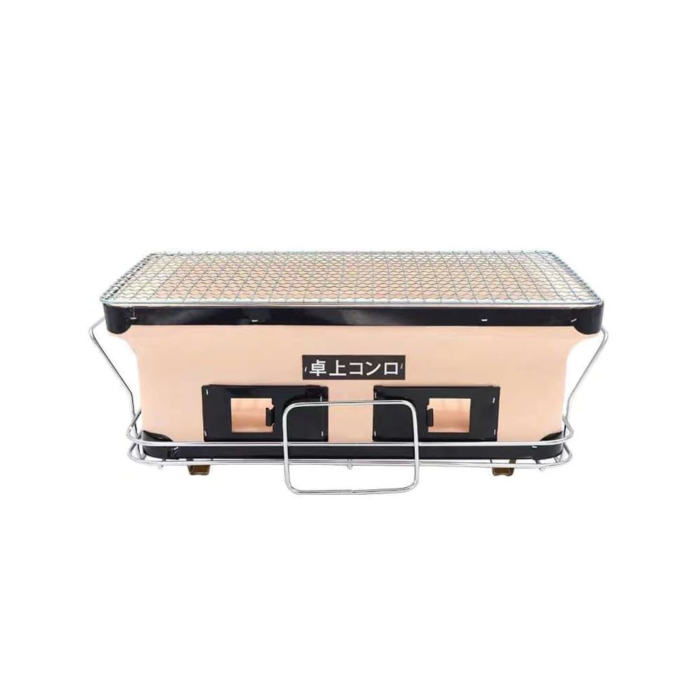 LUOGOXI屋外用炭コンロ 業務用 炭 本格珪藻土 角炭 日本製 家庭用 バーベキューコンロ (ピンク)