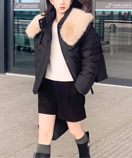 ダウン ダウンジャケット フェイクファー付きダウンジャケット レディース