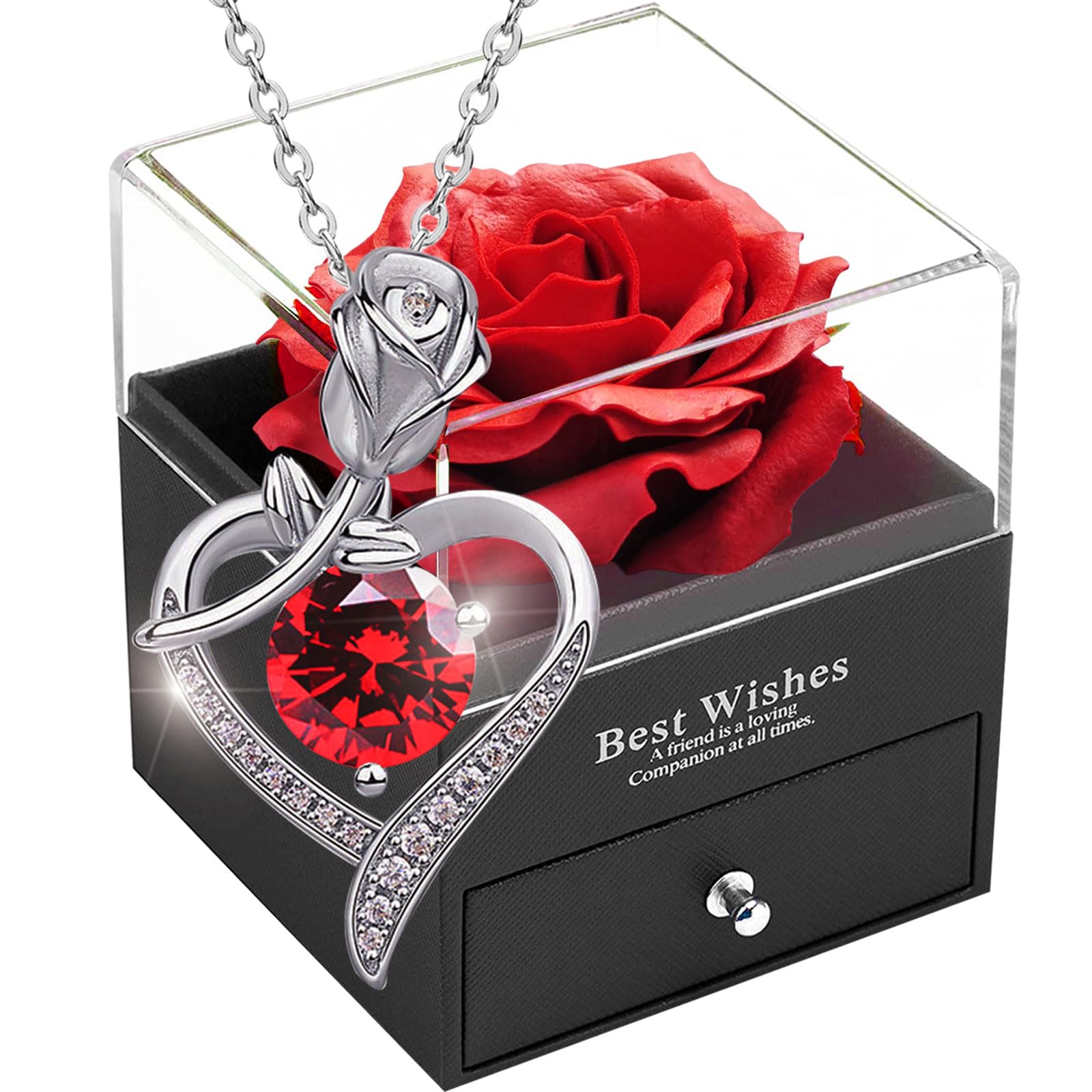 プリザーブドフラワー レディース シルバー925 silva ネックレス プ ネックレス 女性用ギフト 永遠の花ネックレス 女性用ギフト赤 造花 薔薇 ジュエリー 純銀製 ジルコニア ハート形 ペンダ