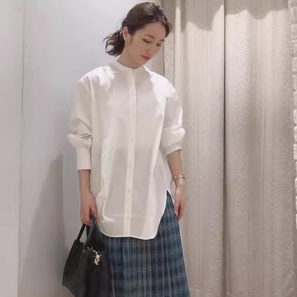 トップス シャツ ブラウス ロング ロング丈 袖あり 長袖 襟付き 前開き 大人可愛い きれいめ シンプル カジュアル 大人 上品 おしゃれ お洒落 大人女子 こなれ感 ラフ 春 夏 秋 2023