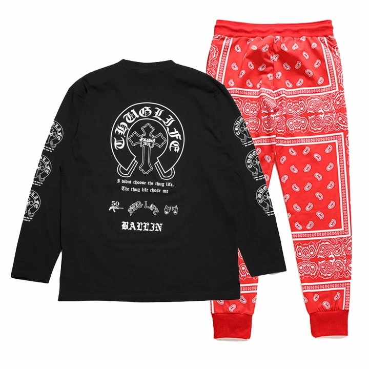 ACE FLAG 上下セット 長袖 ブランド Tシャツ ロンT ロングパンツ メンズ 春秋冬用 黒 大きいサイズ エースフラッグ セットアップ ジャージ トラックパンツ