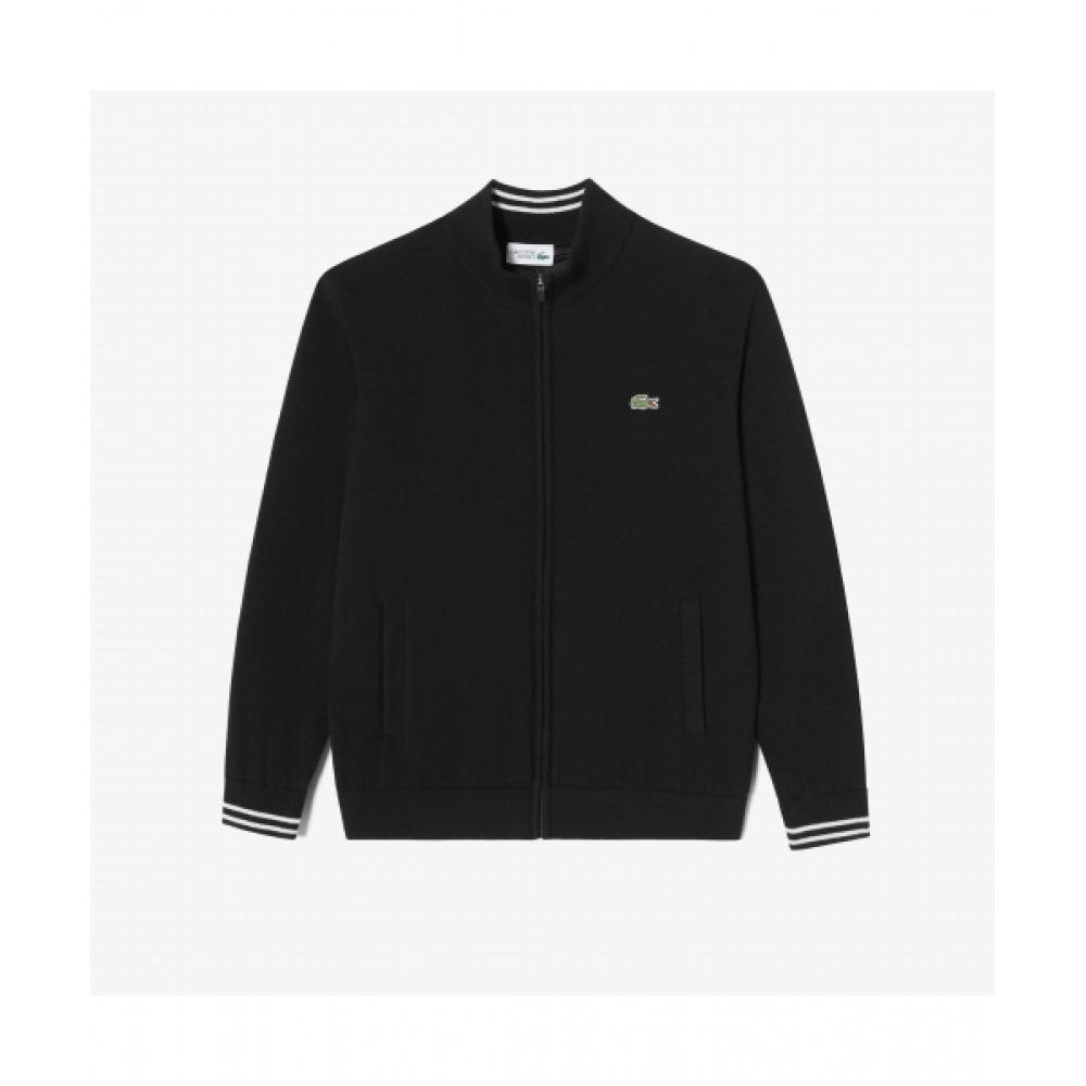 LACOSTE メンズハイネックジップアップセーター [ブラック]