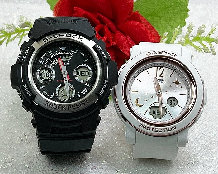 恋人たちのGショックペアウオッチ Gショック ペア G-SHOCK BABY-G ペア腕時計 カシオ 2本セット アナデジ AW-590-1AJF BGA-290DS-7AJF 人気 婚約　夫婦