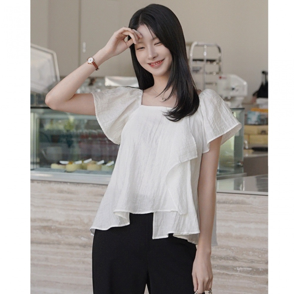 クリック＆ファニーショールヘンフリルスクエアネックブラウス