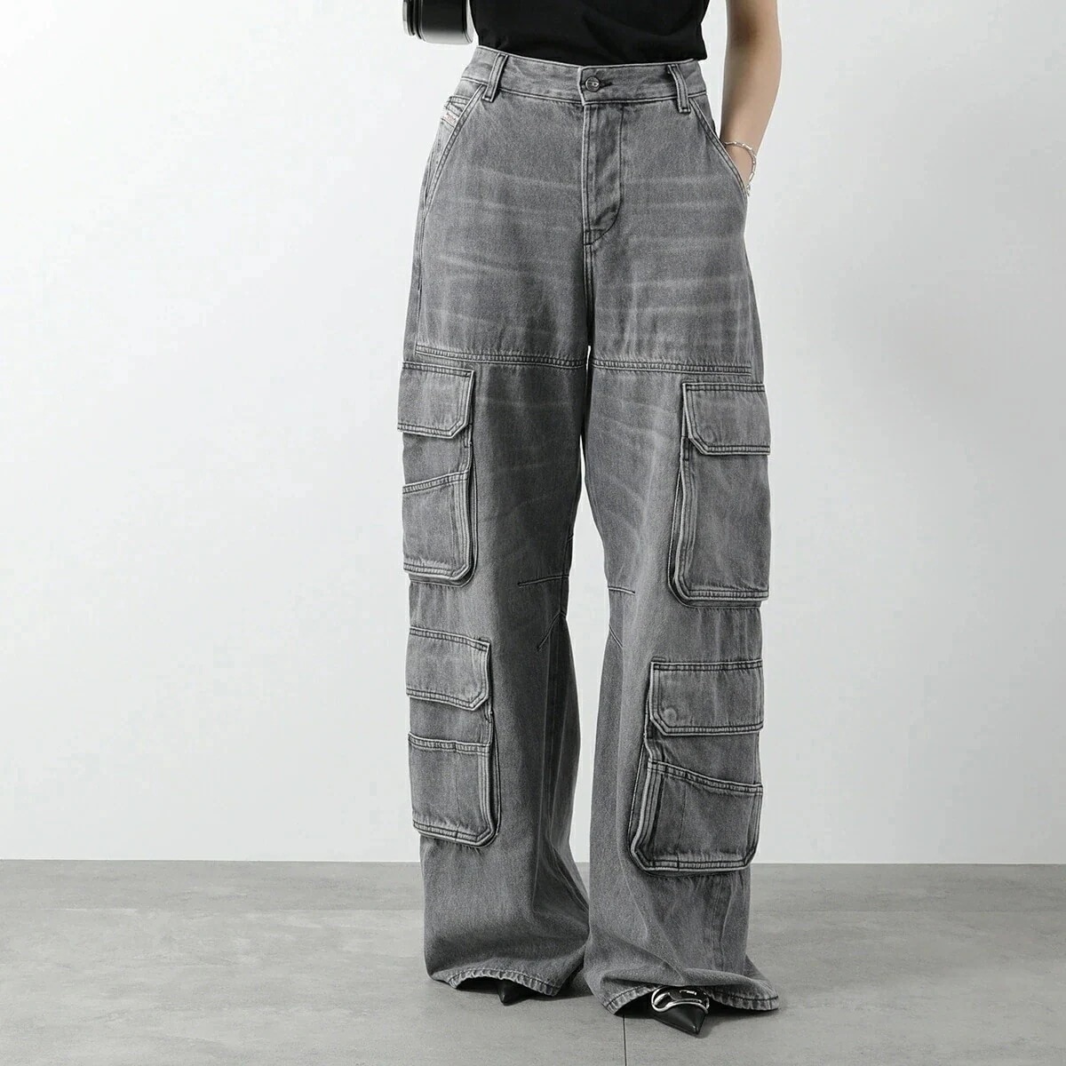 DIESEL ディーゼル ジーンズ D-SIRE-CARGO-D A13316 0DCBE レディース デニムパンツ カーゴパンツ ワイド ストレート コットン