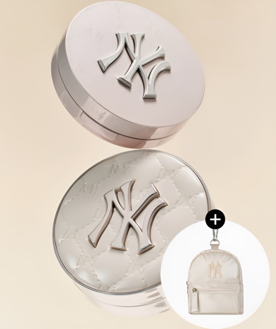 【限定】ミニバッグセット MLB ニューヨークヤンキース コラボ デザイン [クリームグレイズエディッション] ホワイト /モイスチャー クッションファンデ＋フィニッシュパクト