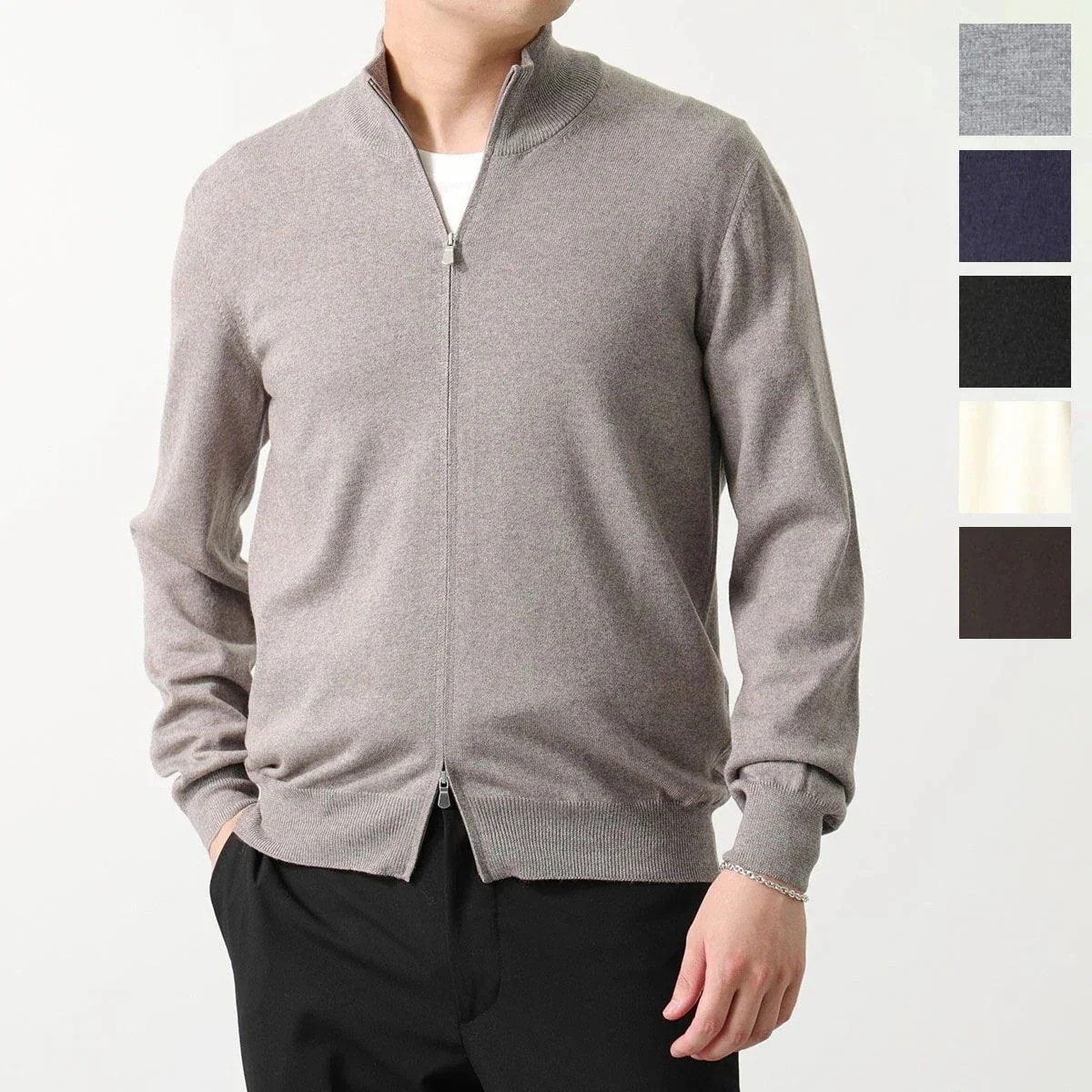 GRAN SASSO グランサッソ ジップアップニット 55144 14290 メンズ 長袖 ダブルジップ ハイゲージ ウール リブ 無地 ブルゾン カラー6色