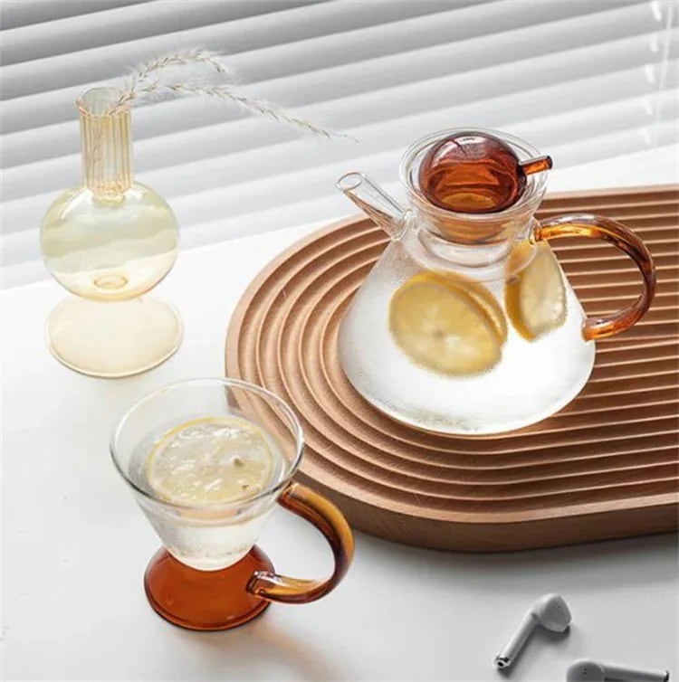 スタイル 茶器 耐熱ガラス グラス アフタヌーンティー ティーポット セット ガラスのティーポット 果物の花のティーポット カップ 大人気1584