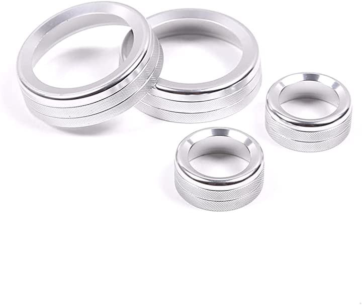 シボレー コルベット C7 2014-2019に対応 車用 エアコンノブボリュームコントロールノブ 4点セット(銀)