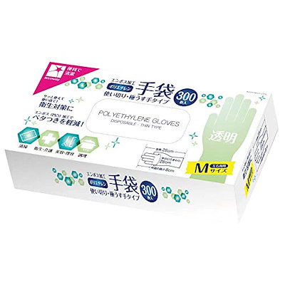 他サイト： サンタン ポリエチレン 手袋 使い捨て 300枚入り エンボス Mサイズの商品画像