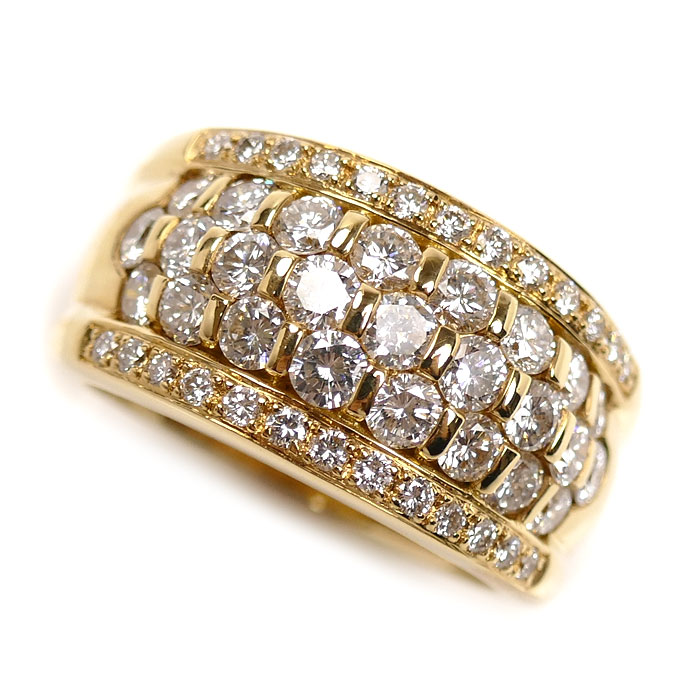 K18YG イエローゴールド リング・指輪 ダイヤモンド2.17ct 15号 14.5g レディース 中古