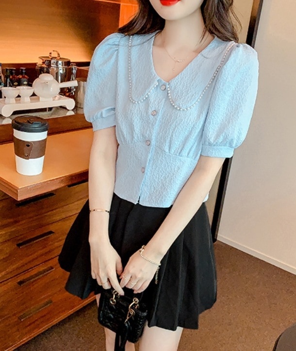 トップス デート モテアイテム ブラウス 半袖 レース シフォン フリル 可愛い きれいめ 上品 おしゃれ かっこいい 可愛い ラブリー キュート ガーリー クール モード系 セクシー 4,771円