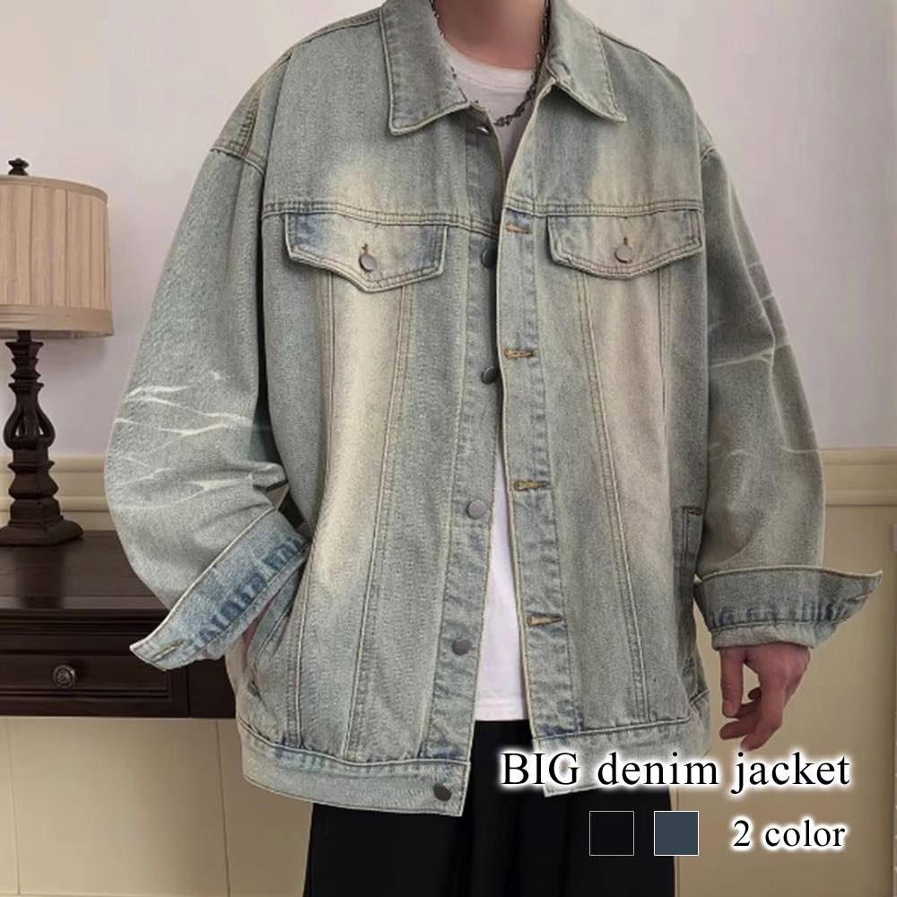 デニムジャケット メンズ BIGデニムジャケット 大人 ジャケット ダメージ 50代 黒 ブルゾン 大きいサイズ デニムシャツ 春 アメカジ ジージャン 黒 おしゃれ 冬 ブランド デニム コート セ