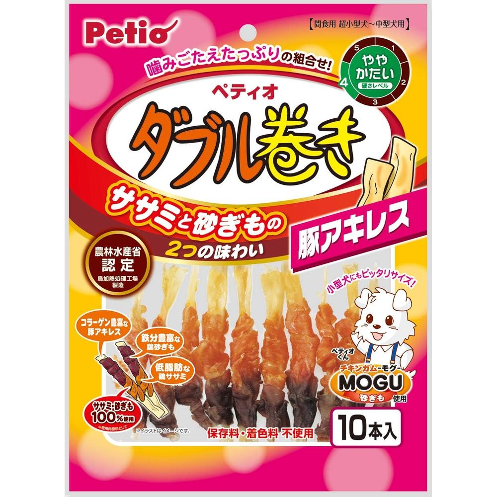 （まとめ買い）ダブル巻き 豚アキレス ササミと砂ぎもの2つの味わい 10本入 犬用おやつ [x10] 7,952円