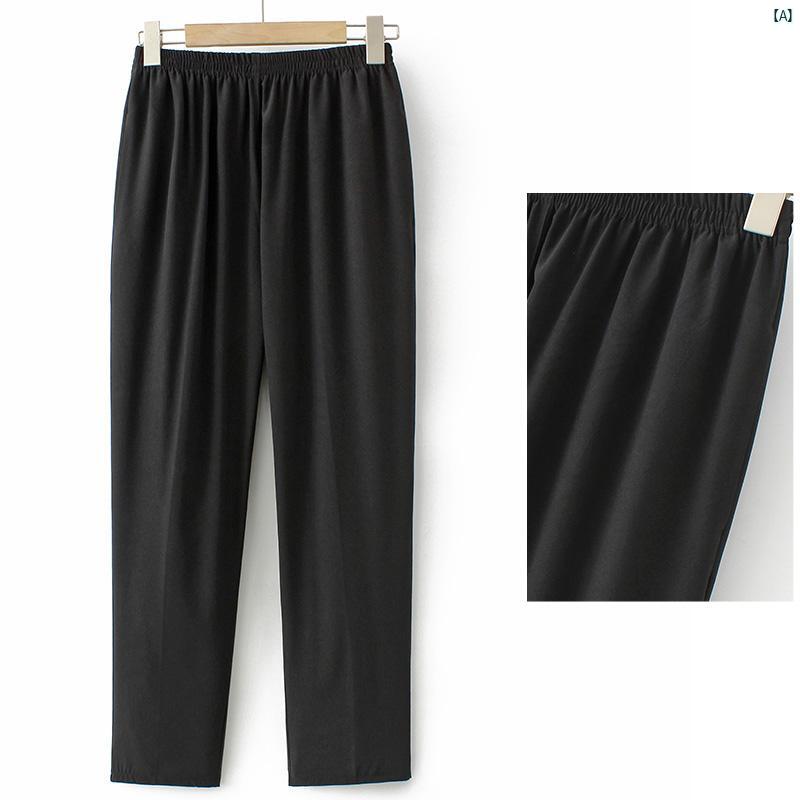 レディース ファッション おしゃれ 春夏 秋 冬 大人 上品 高級 マダム プレゼント 敬老日 おばあちゃん パンツ 夏用 薄手 九分丈 ハイウエスト ストレート パンツ 妻