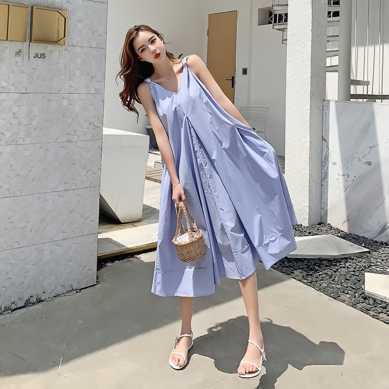 ワンピース キャミソールワンピ キャミワンピ Vネック ノースリーブ ロング丈 ミモレ丈