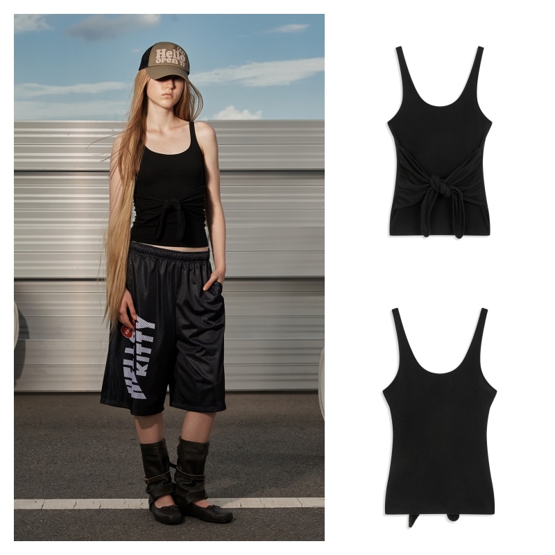【OPEN YY】KNOTTED SLEEVELESS : BLACK a61168b0d8518573d348c76629e543