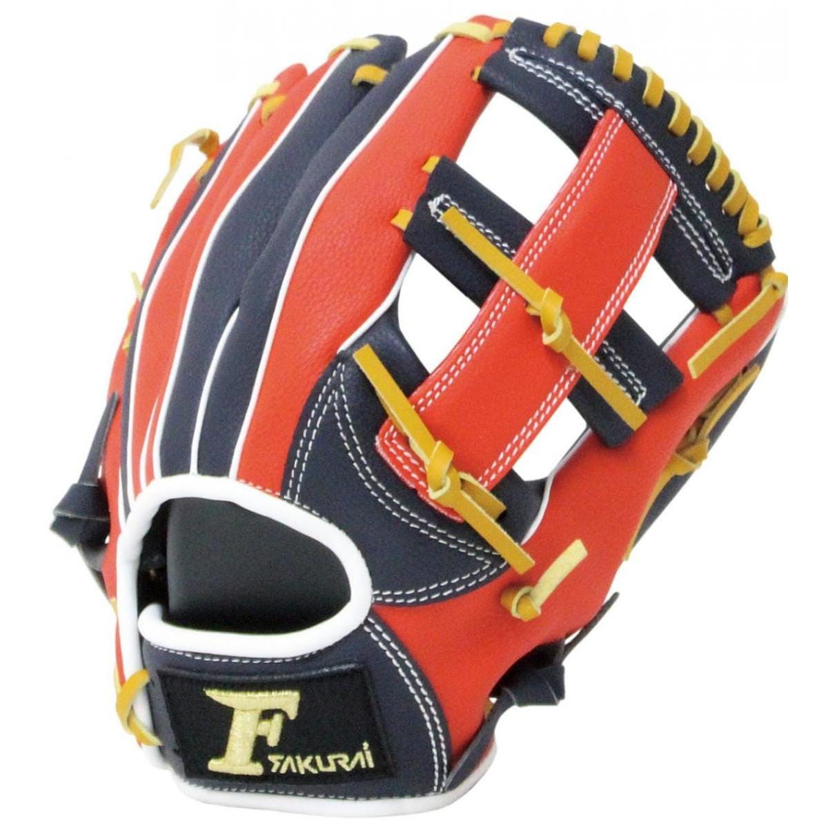 サクライ貿易 FALCON (ファルコン) 一般用 軟式グラブ FG-5718 ネイビー×レッド 右投げ Sサイズ　オールラウンド用 グローブ PROMARK (プロマーク