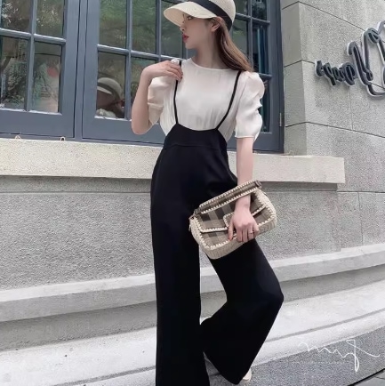 レディース トップス パンツ カットソー オールインワン 前開き 半袖 ラウンドネック シフォン 大人可愛い シンプル カジュアル おしゃれ こなれ感 ラフ ガーリー ルーズ 個性的 モード系 モダン