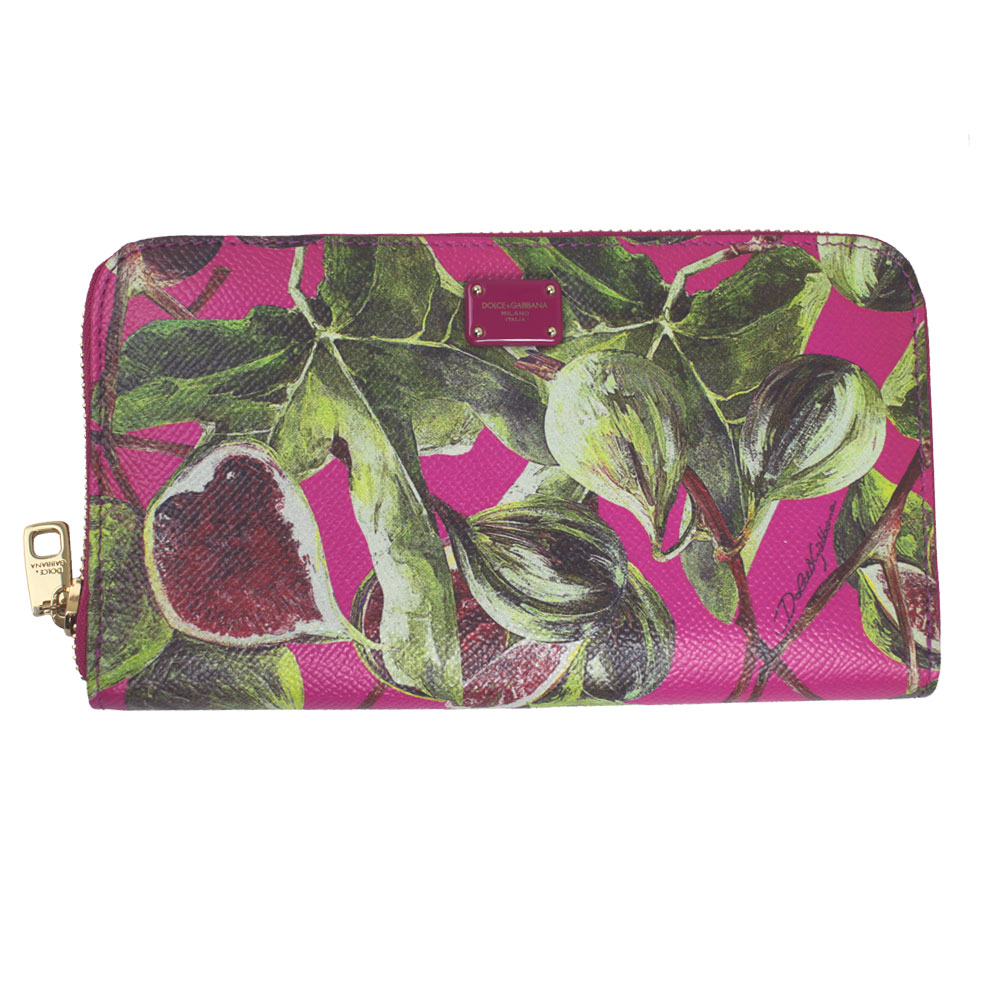 ラウンドファスナー長財布 イチジクプリント 型押しレザー マルチカラー BI0473 AV101 HE718