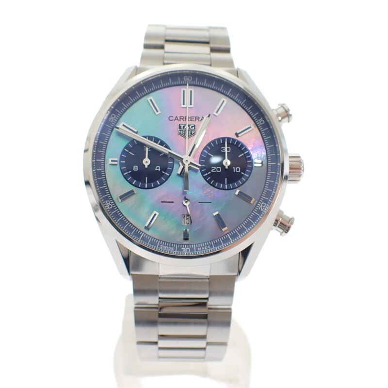 カレラ キャリバーホイヤー02 クロノグラフ 日本限定 CBN201E.BA0642 腕時計 ステンレススチール 自動巻き ブルーシェル文字盤 メンズ【Aランク】