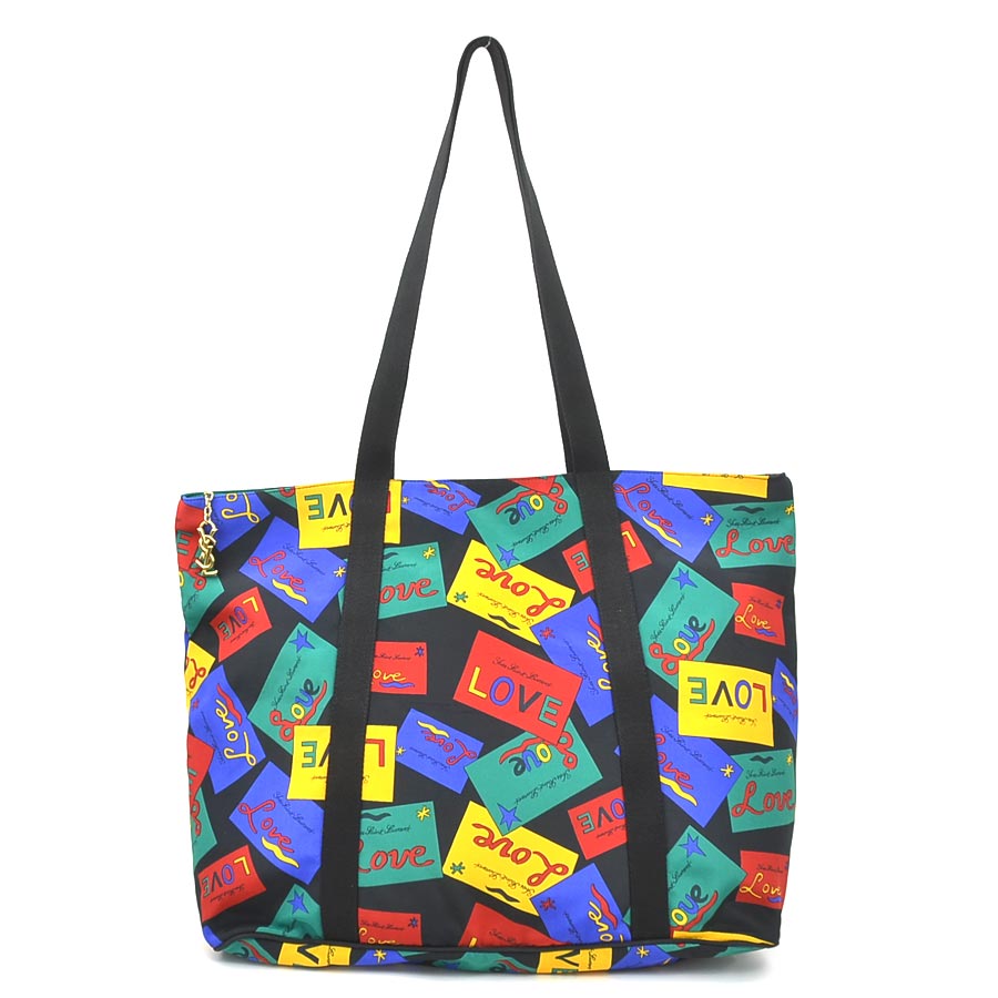 イヴ サンローラン YVES SAINT LAURENT ショルダーバッグ トートバッグ ナイロン ブラック/マルチカラー レディース e60579g