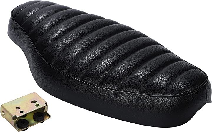 黒色 スーパーカブ リトルカブ ロングシート 汎用 ダブルシート C50 C70 C90 取付金具付き(ブラック)