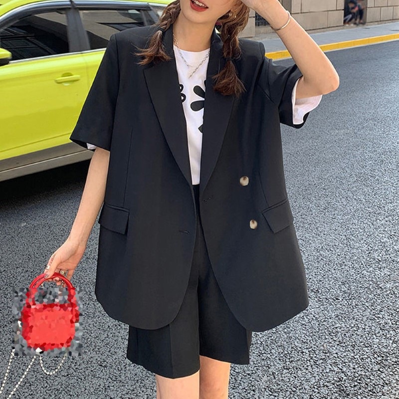 ジャケット S M L 半袖 ショートパンツ セット レディース テーラード オフィス 薄手 アウター 春夏秋 141975