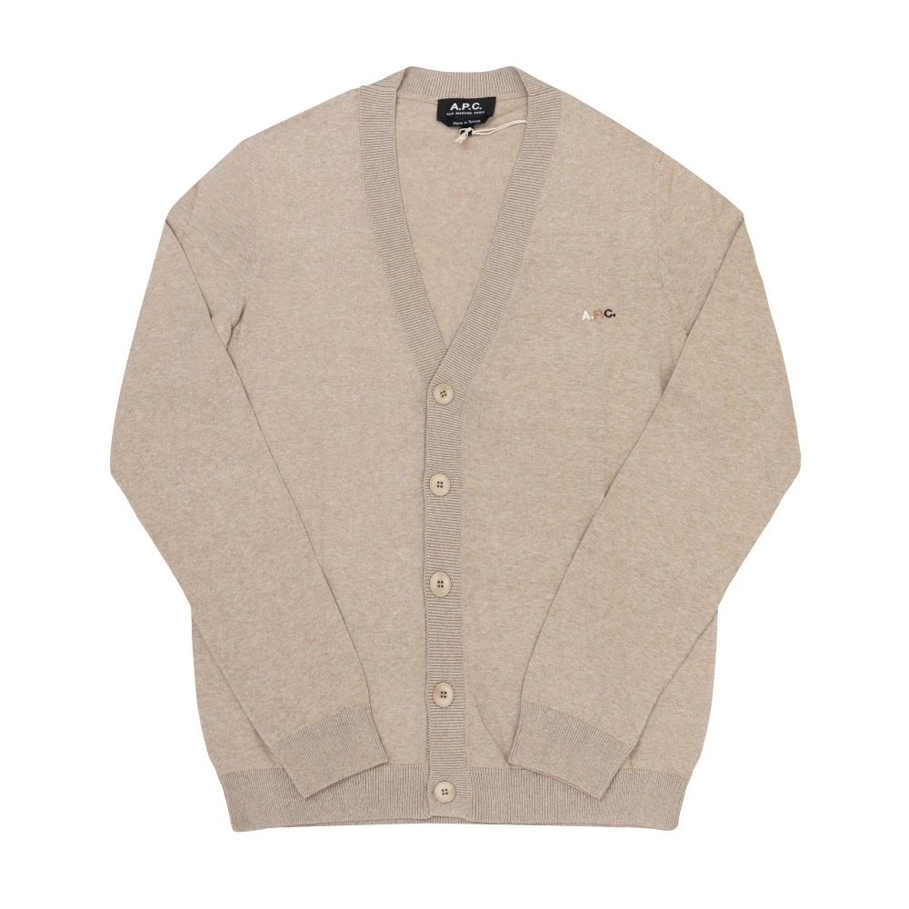 APESSE COEZJ H22315 PBC ヘザーベージュジェイミークレープ Vネックメンズカーディガン