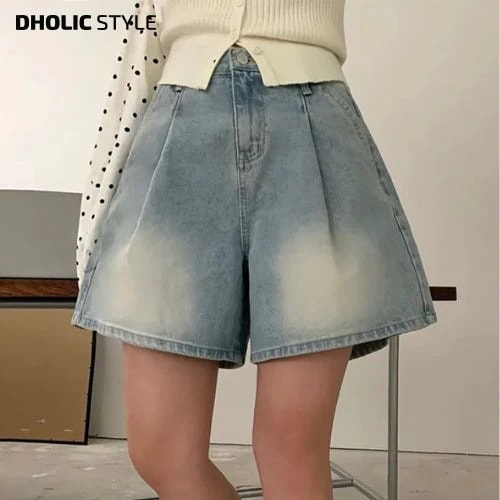 ウォッシュタックAラインショートデニムパンツ・p677908