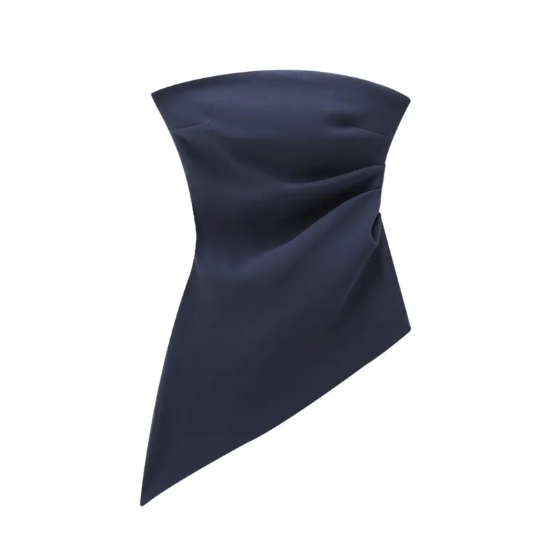 女性の非対称シフォントップ,セクシーなホルタートップ,プリーツシャツ,スリム,ストラップレス,秋 - AliExpress 200000345