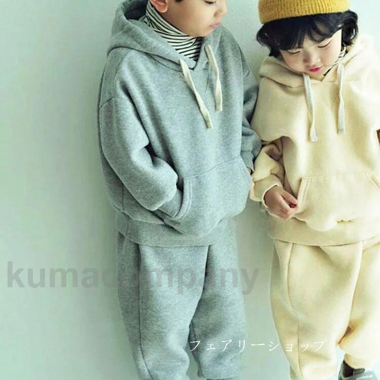 パーカー 上下セット ユニセックス プルオーバー フード スウェット パーカートップス 長袖 無地 BASIC ベーシック トレーナー ベーシック 裏毛 80 90 100 110