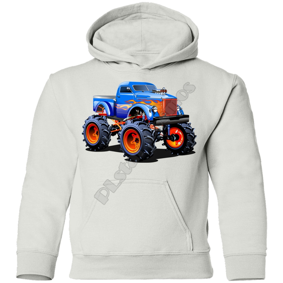 驚きの価格 子供用モンスタートラック 直送 グレー 男の子と女の子用 長袖 スウェットシャツ 3Dプリント アウター